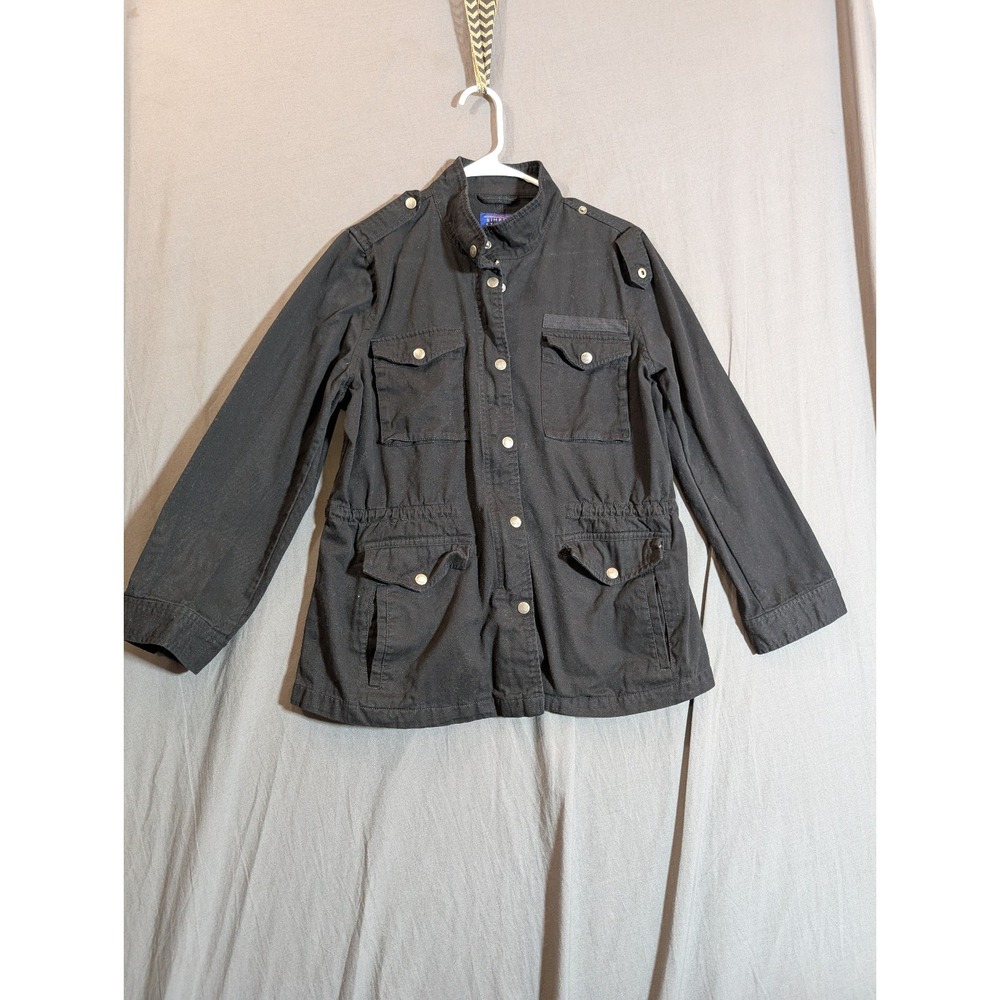 Simply Styled unlined utility jacket for women in black cotton canvas Size Large